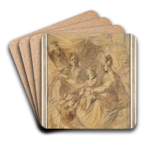Holy family with Saints Anne and MaryMagdalene by Jacques Bellange Art Drink Coaster set