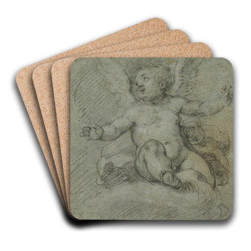 Putto Seated on Clouds by Denys Calvaert Art Drink Coaster set