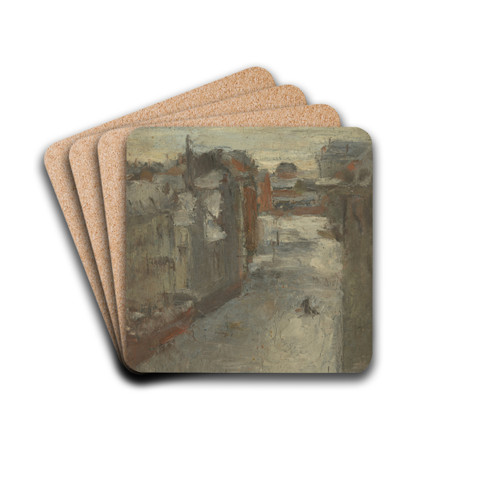 The Van Iseghemlaan in the snow by James Ensor Drink Coasters - set of 4