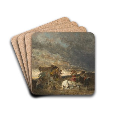 The accident by Adolf Humborg Drink Coasters - set of 4 The accident by Adolf Humborg Drink Coasters - set of 4