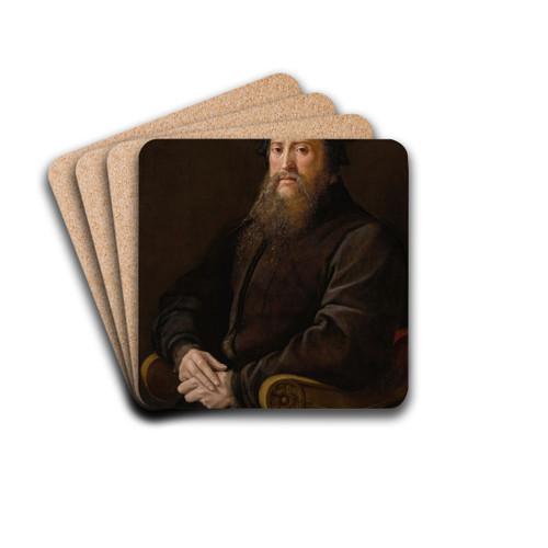 Portrait Of A Gentleman by Girolamo Mazzola Bedoli Drink Coasters - set of 4