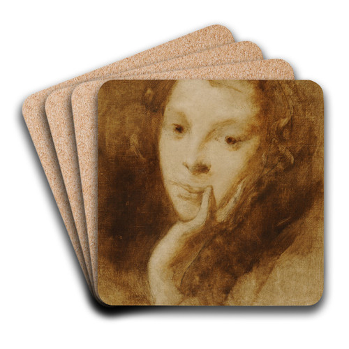 La fille de l'artiste by Eugne Carriere Art Drink Coaster set