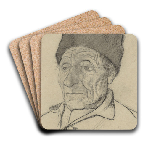 Kop van een oude man met een muts by Richard Nicolas Roland Holst Art Drink Coaster set