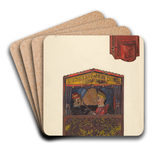 Punch and Judy Bank by Alf Bruseth Art Drink Coaster set