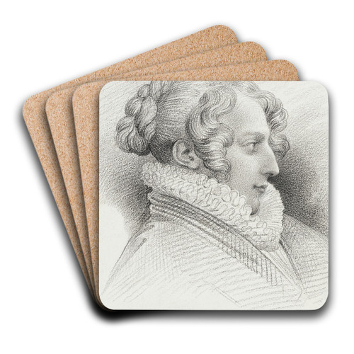 Profile Portrait of Mlle. Egl Leg by Eugne Devria Art Drink Coaster set Profile Portrait of Mlle. Egl Leg by Eugne Devria Art Drink Coaster set