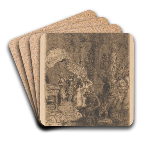 Tempel met figuren op Bali by Marius Bauer Art Drink Coaster set