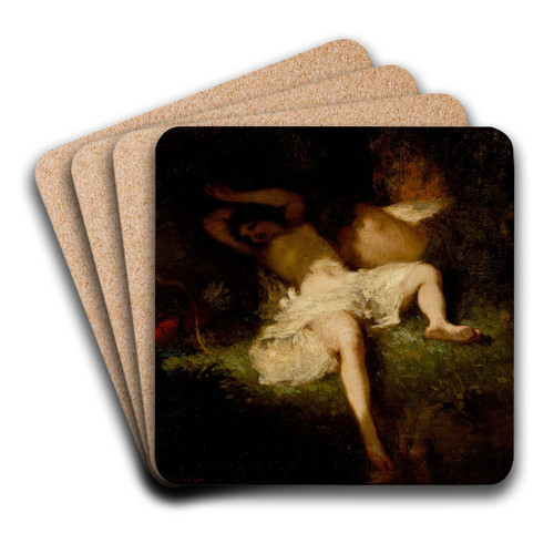 Diana Resting by Jean-Franois Millet Art Drink Coaster set Diana Resting by Jean-Franois Millet Art Drink Coaster set