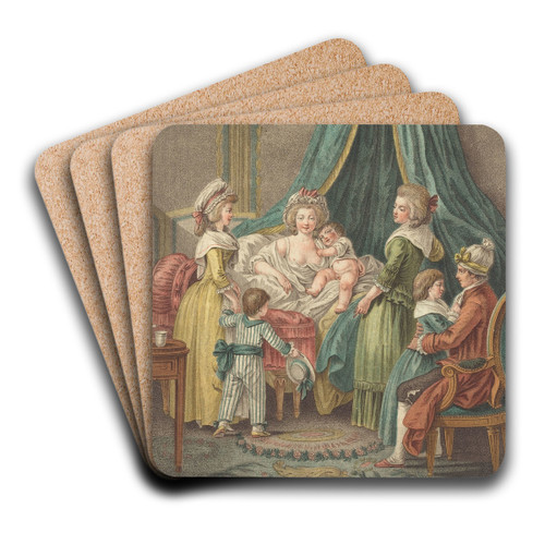 Les Compliments Du Jour De L'an by Louis-Marin Bonnet Art Drink Coaster set