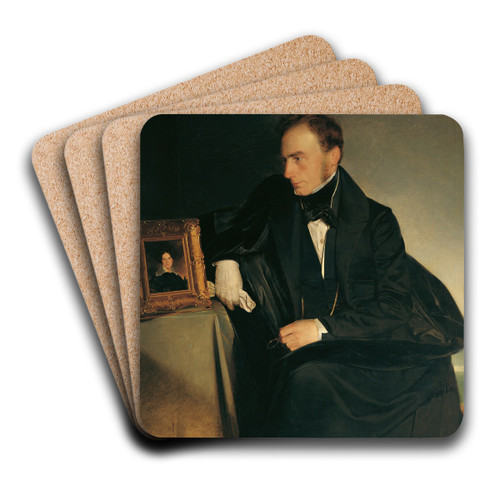 The painter Franz Wipplinger, looking at the miniature portrait of his deceased sister by Franz Eybl Art Drink Coaster set