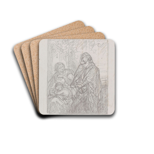 Torquato Tasso, Dressed as a Sheperd, Visits his Sister Cornelia in Sorrento by Nicaise De Keyser Drink Coasters - set of 4
