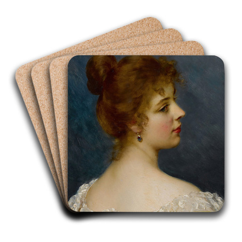 Anitalian Beauty by Eugen von Blaas Art Drink Coaster set