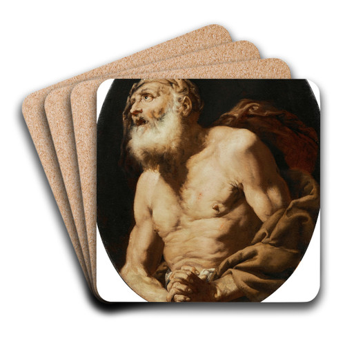 Job by Giovanni Battista Langetti Art Drink Coaster set