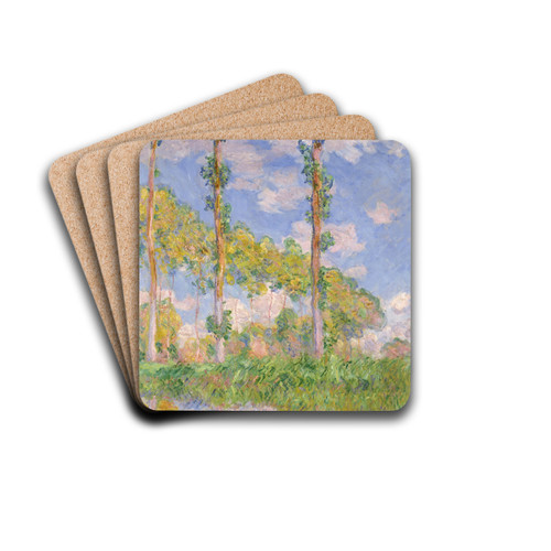 Poplars in the Sun by Claude Monet Drink Coasters - set of 4