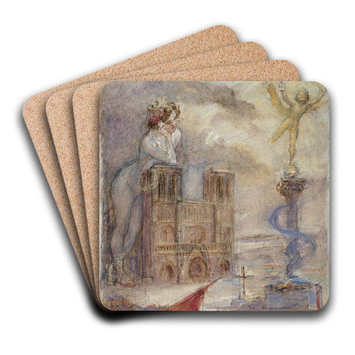 Notre Dame Of Paris. by Adolphe Lon Willette Art Drink Coaster set