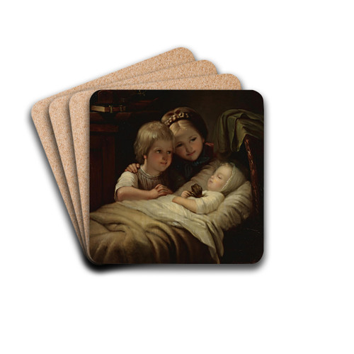The New Brother by Johann Georg Meyer von Bremen Drink Coasters - set of 4
