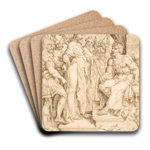 Kristus for Herodes by Maarten Van Heemskerck Art Drink Coaster set