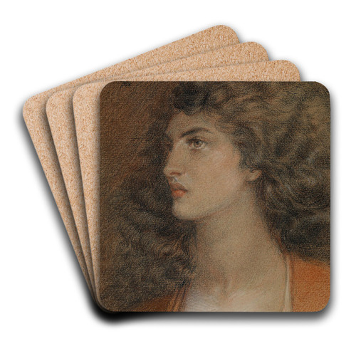 Portrait Of Miss Herbert by Dante Gabriel Rossetti Art Drink Coaster set