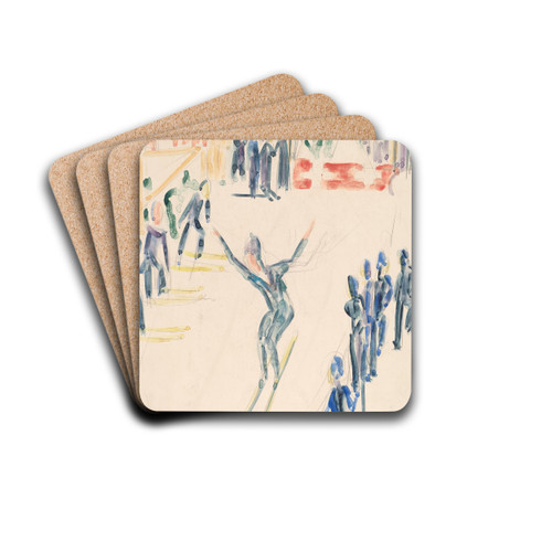 Ski Jumper by Ernst Ludwig Kirchner Drink Coasters - set of 4