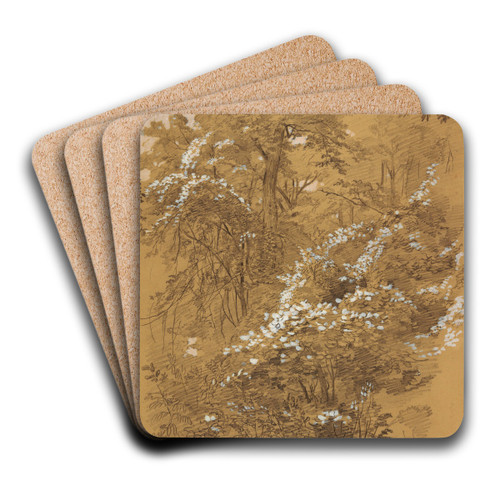 Woodland Scene, Goat Island, Niagara River, New York by Frederic Edwin Church Art Drink Coaster set Woodland Scene, Goat Island, Niagara River, New York by Frederic Edwin Church Art Drink Coaster set