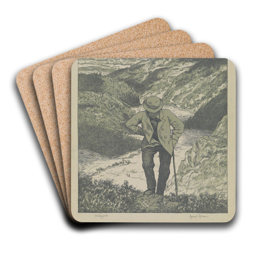 Der Wanderer (Meisterblatt) by Hans Thoma Art Drink Coaster set