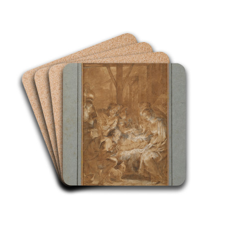 The Adoration of the Shepherds by Peter Paul Rubens Drink Coasters - set of 4