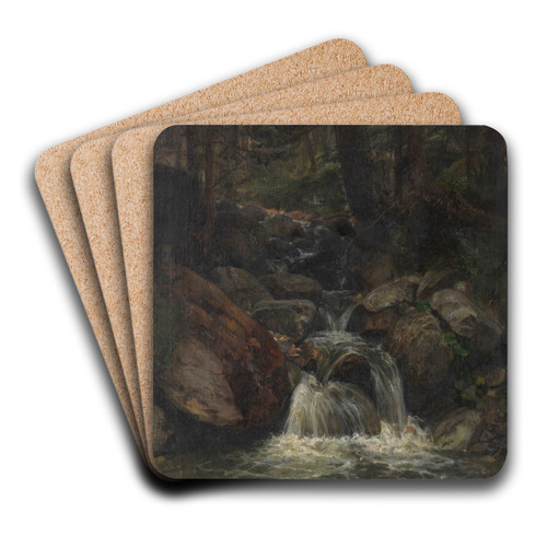 Waldinneres mit Wasserfall by Gustav Friedrich Papperitz Art Drink Coaster set