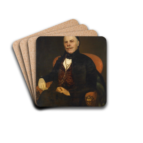 Bildnis eines Herren im roten Lehnstuhl Pest by Georg Martin Ignaz Raab Drink Coasters - set of 4
