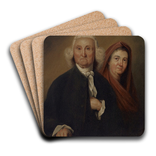 Governor Jonathan Trumbull, Sr. and Mrs. Trumbull (Faith Robinson) by John Trumbull Art Drink Coaster set