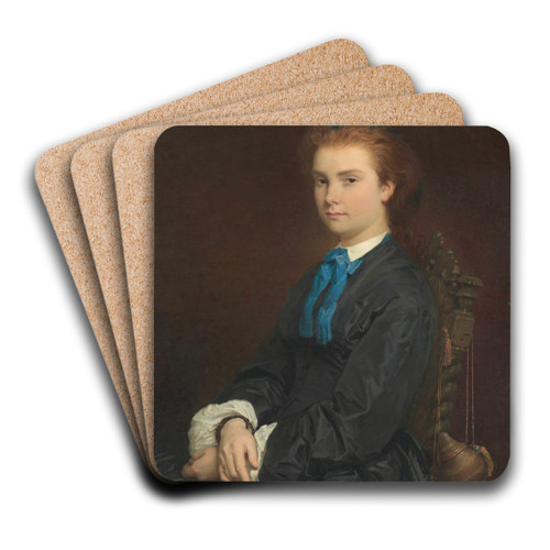 Portrait of a Young Woman by Henri Regnault Art Drink Coaster set