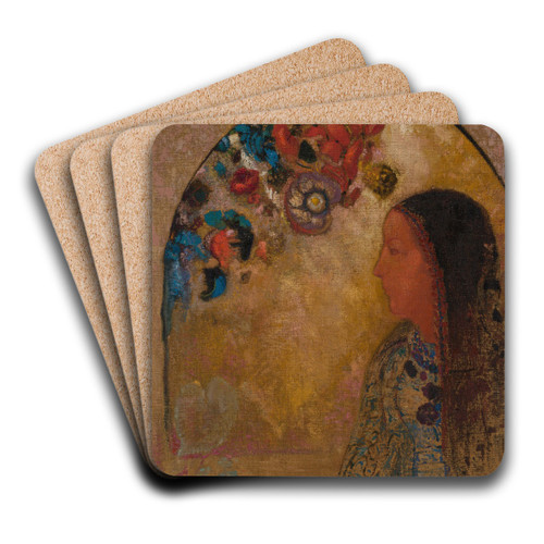 The Gothic Window by Odilon Redon Art Drink Coaster set The Gothic Window by Odilon Redon Art Drink Coaster set