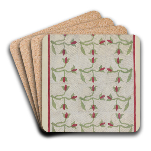 Tulip Pattern Quilt by Mabel Ritter Art Drink Coaster set Tulip Pattern Quilt by Mabel Ritter Art Drink Coaster set