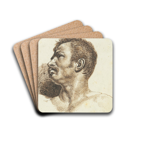 Head of a Man (recto) by Thodore Gricault Drink Coasters - set of 4