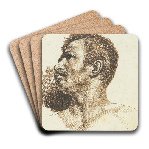 Head of a Man (recto) by Thodore Gricault Art Drink Coaster set