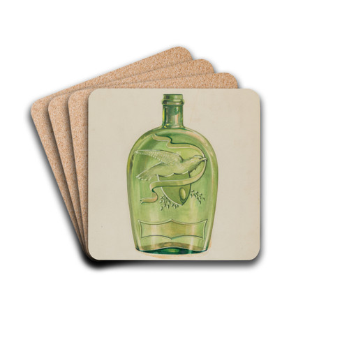 Liquor Flask by Charles Caseau Drink Coasters - set of 4 Liquor Flask by Charles Caseau Drink Coasters - set of 4