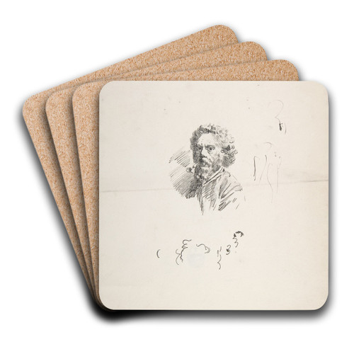 Portrait of Marcellin Desboutin by Henri Somm Art Drink Coaster set