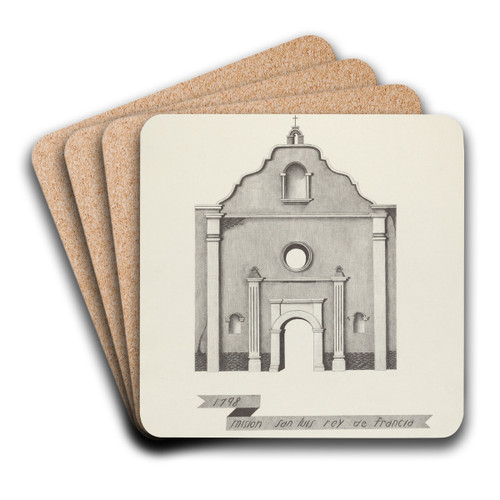 Mision San Luis Rey de Francia by James Jones Art Drink Coaster set