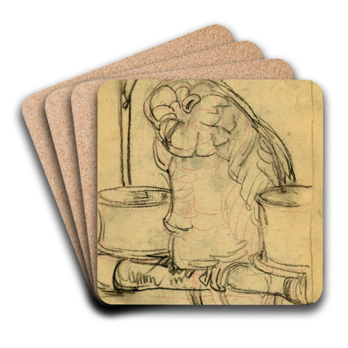 Kaketoe op zitstok met voederbakken by Theo van Hoytema Art Drink Coaster set