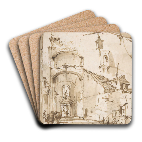 Architectural Capriccio; A Vaulted Passageway by Francesco Guardi Art Drink Coaster set