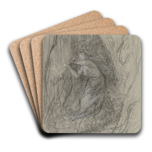 Eine junge Frau im Walde, eine Axt schwingend by Victor Mller Art Drink Coaster set