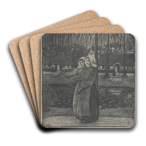 Huizer meisjes bij een vijver by Richard Nicolas Roland Holst Art Drink Coaster set