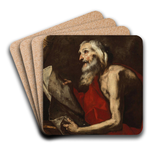 Saint Jerome by Jusepe de Ribera Art Drink Coaster set