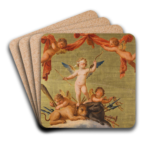 Eros defeats war, strength and ferocity by Fedele Fischetti Art Drink Coaster set