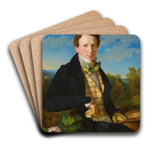 Selbstportrt in jungen Jahren by Ferdinand Georg Waldmller Art Drink Coaster set