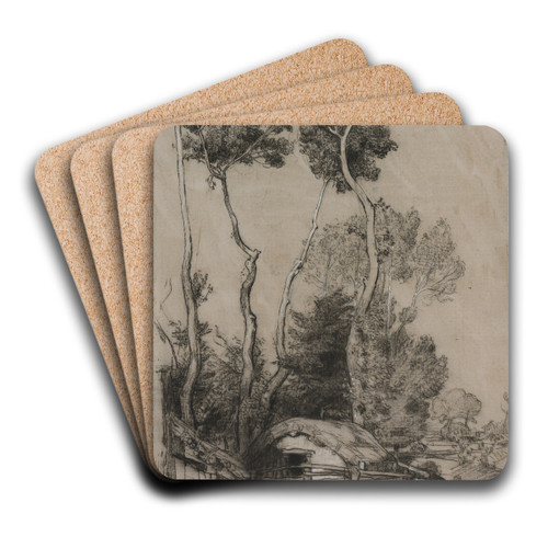 Landscape with Cottages by Auguste Louis Lepre Art Drink Coaster set