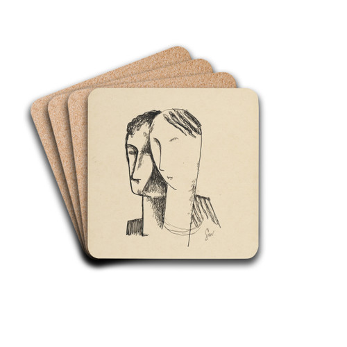 Dve hlavy by Mikul Galanda Drink Coasters - set of 4 Dve hlavy by Mikul Galanda Drink Coasters - set of 4