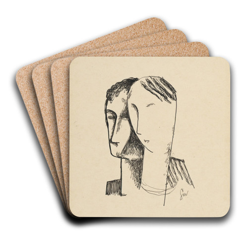 Dve hlavy by Mikul Galanda Art Drink Coaster set Dve hlavy by Mikul Galanda Art Drink Coaster set