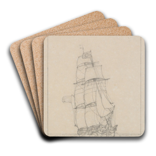 En brig by Christoffer Wilhelm Eckersberg Art Drink Coaster set