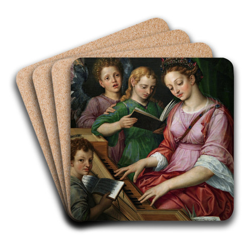 Santa Cecilia by Michiel Coxie Art Drink Coaster set