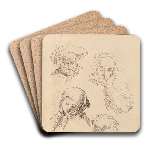 Various Sketches of Heads by Hamlet Winstanley Art Drink Coaster set