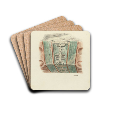Carved and Painted Keystone by Randolph F. Miller Drink Coasters - set of 4 Carved and Painted Keystone by Randolph F. Miller Drink Coasters - set of 4